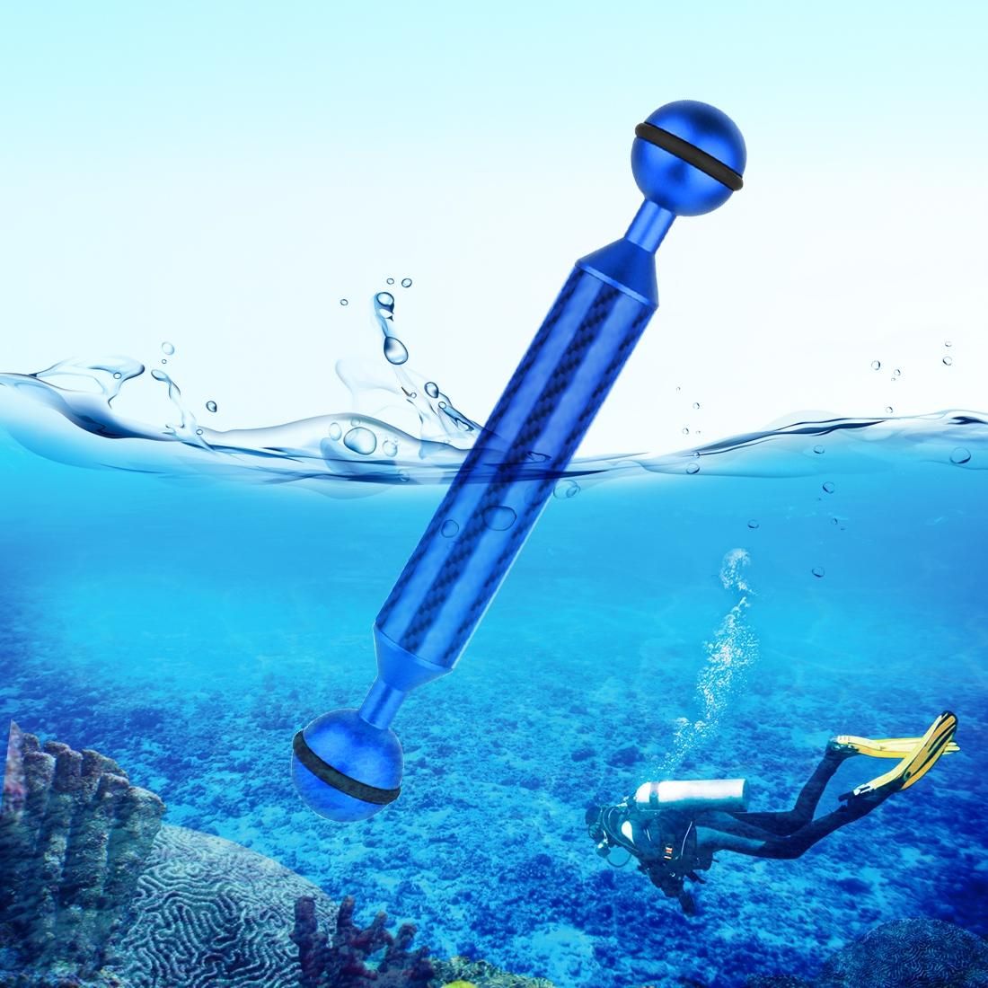 PULUZ 6 inch 15.2cm Length 20.8mm Diameter Dual Balls Carbon Fiber Floating Arm, Ball Diameter: 25mm (Blue)