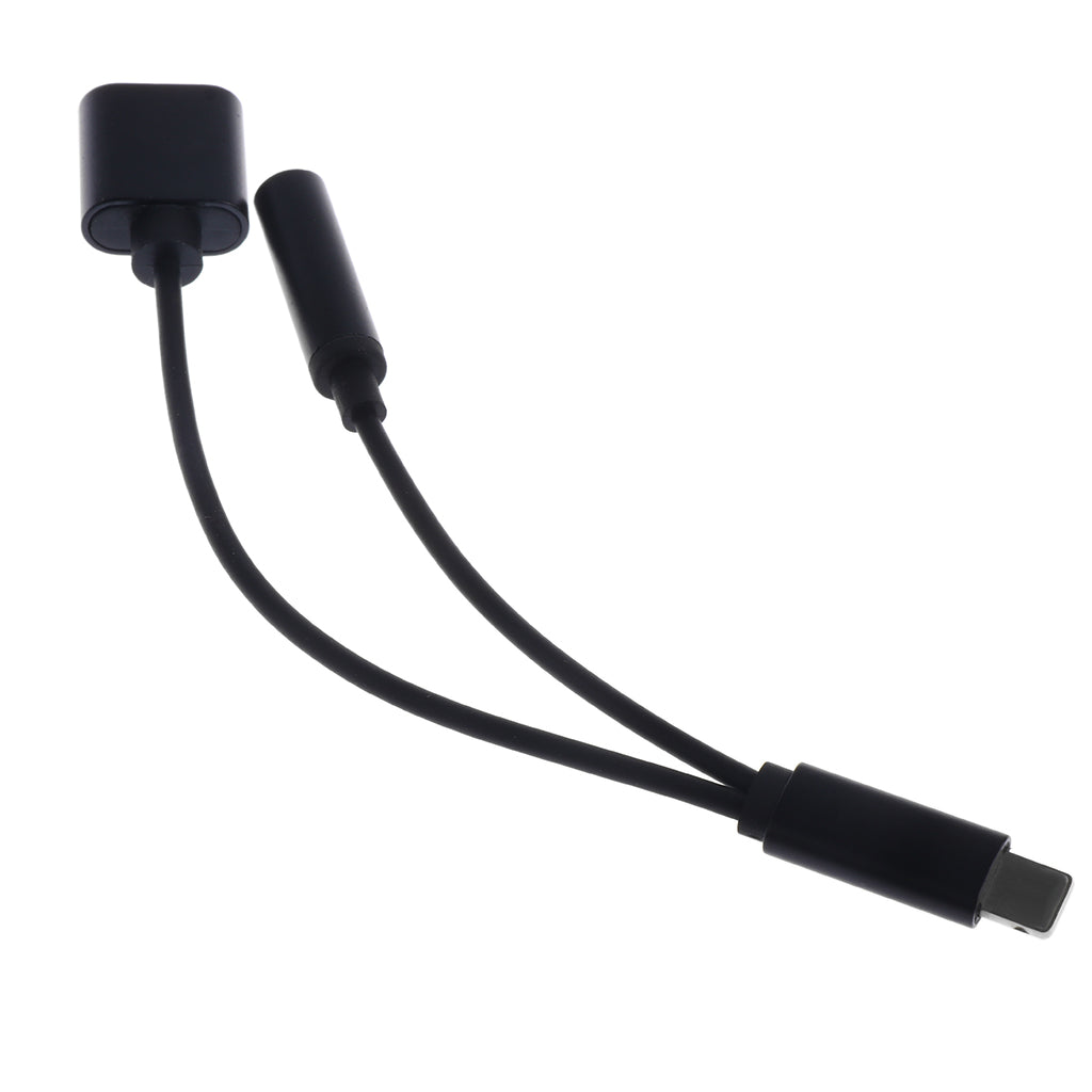 2 in 1 3.5mm Aux Headphone Jack & Charger Adapter for iPhone 7 8 Plus Black