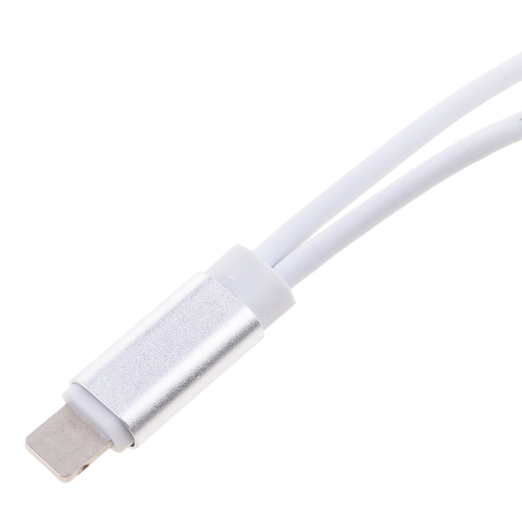 2 in 1 Headphones Jack Charger & Audio Splitter Adapter for iPhone Silver