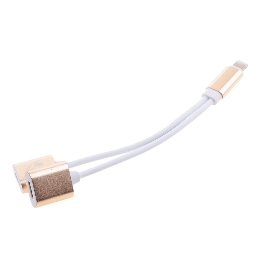 2 in 1 Headphones Jack Charger & Audio Splitter Adapter for iPhone Gold