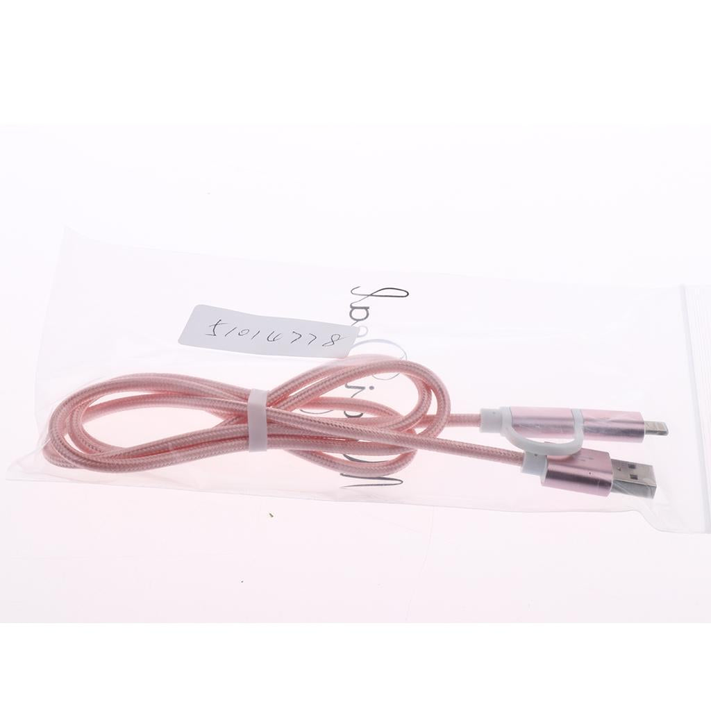 2-in-1 Charging Cable Data Sync Cable Lead for iPhone X 8, Android Rose Gold