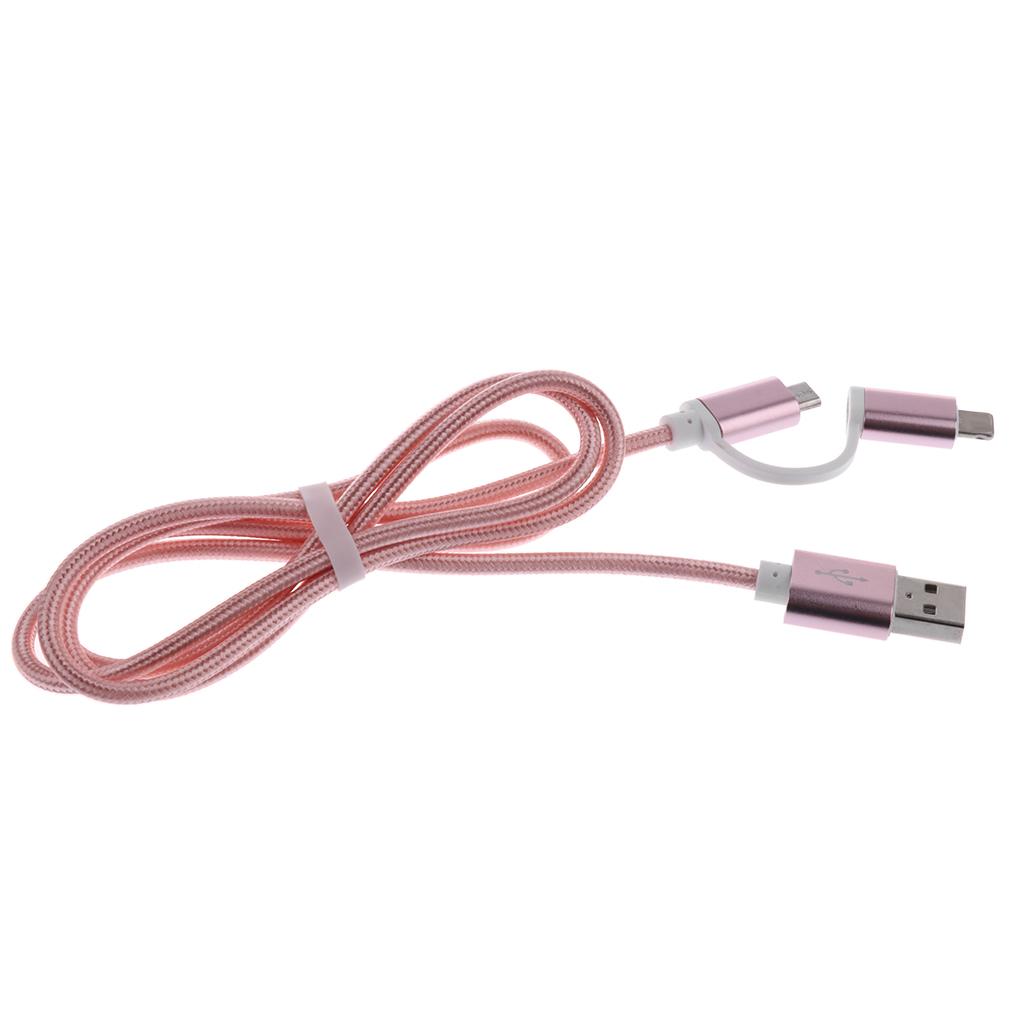 2-in-1 Charging Cable Data Sync Cable Lead for iPhone X 8, Android Rose Gold