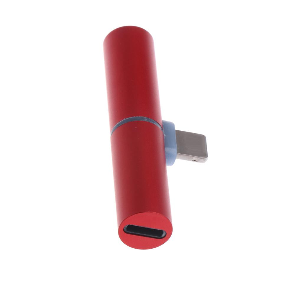 2 in1 AUX Headphone Audio Charger Adapter for Apple iPhone 7 8 Plus X Red
