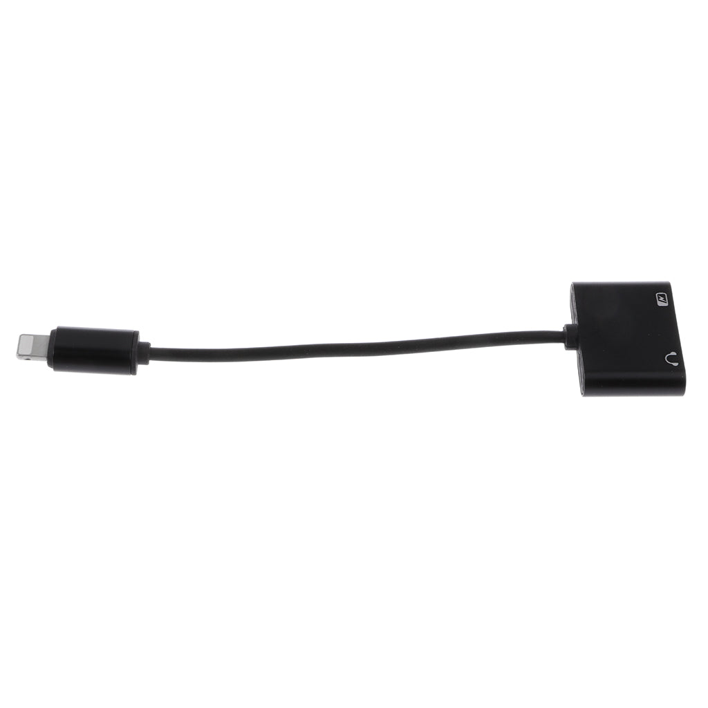 2 in 1 Headphone Audio Adapter Charging Cable for iPhone 7 8 X B Model Black