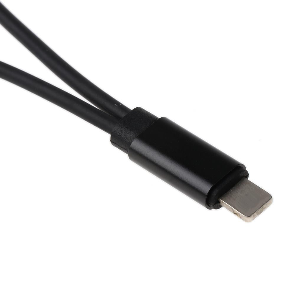 2 in 1 For iPhone Male Port to Female Audio & Charging Adapter Cable Black