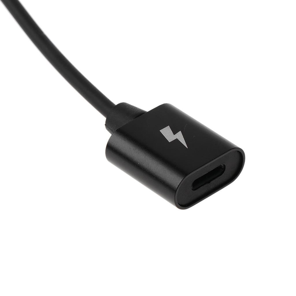 2 in 1 For iPhone Male Port to Female Audio & Charging Adapter Cable Black