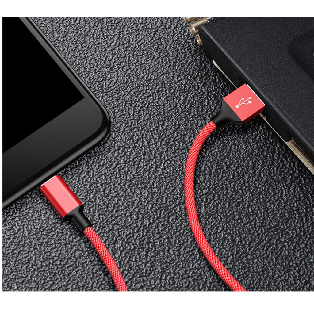 2 in 1 Dual Connector Fast Charging USB Data Cable for Android iPhone Red