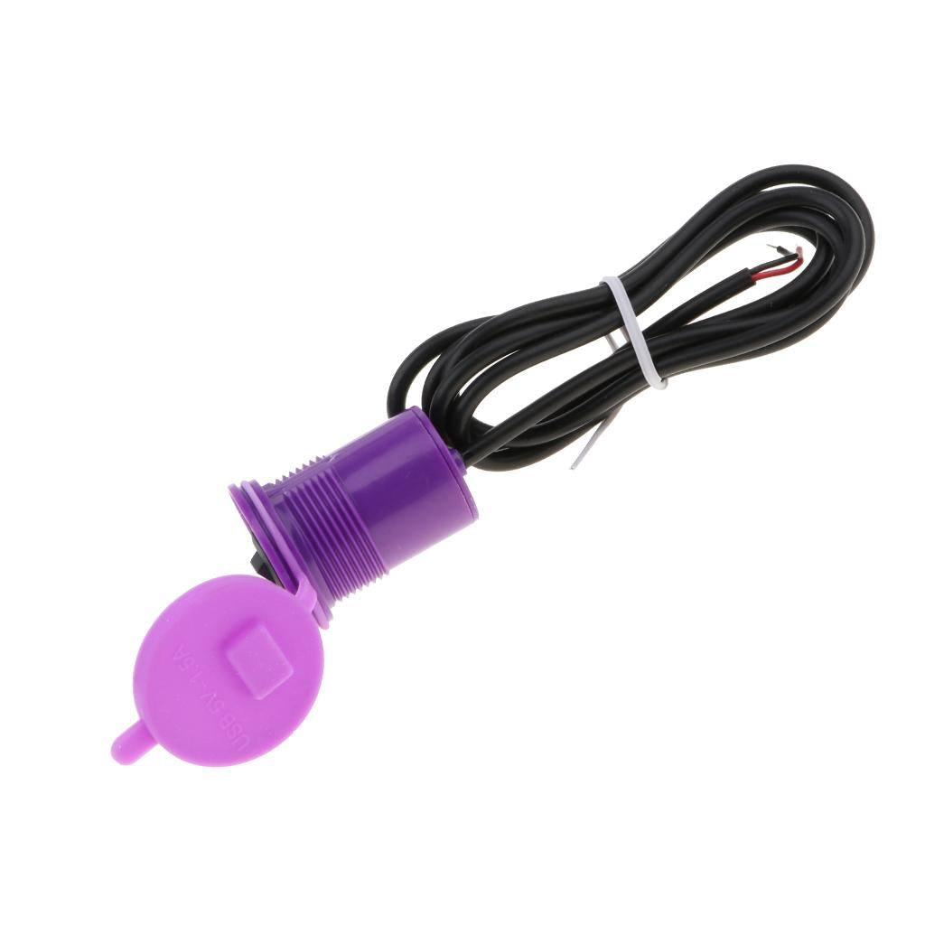 12V Dual USB Car Cigarette Lighter Socket Charger Power Adapter Purple