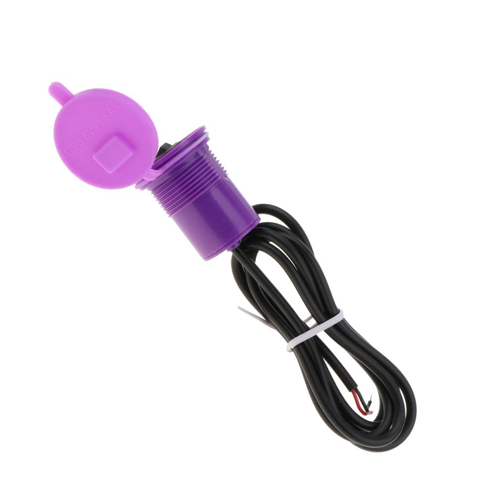 12V Dual USB Car Cigarette Lighter Socket Charger Power Adapter Purple
