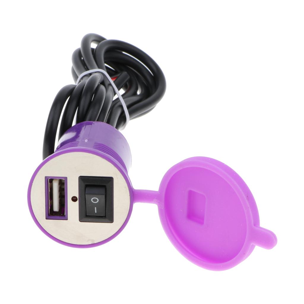 12V Dual USB Car Cigarette Lighter Socket Charger Power Adapter Purple