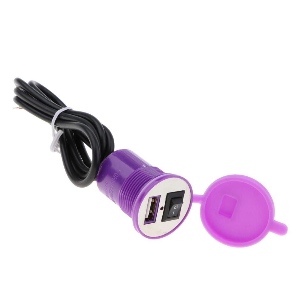 12V Dual USB Car Cigarette Lighter Socket Charger Power Adapter Purple