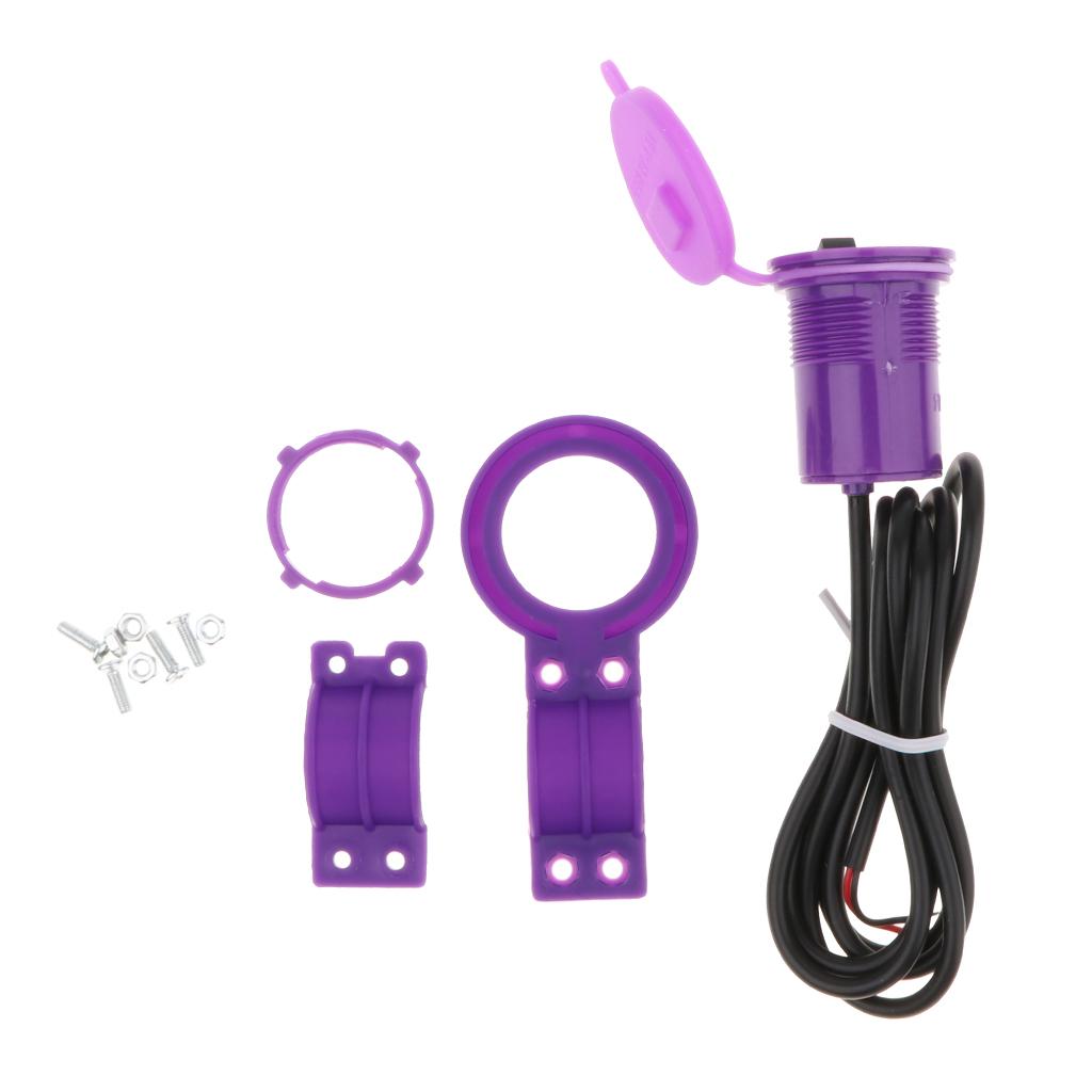 12V Dual USB Car Cigarette Lighter Socket Charger Power Adapter Purple