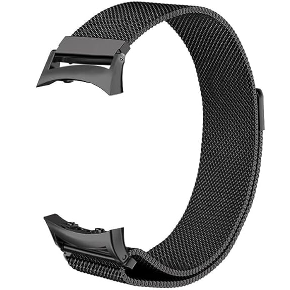 UNIQKART Metal Mesh Magnetic Closure Watch Band Strap Wristband Stainless Steel Bracelet for Samsung Gear Fit 2 Pro/Gear Fit 2, Black