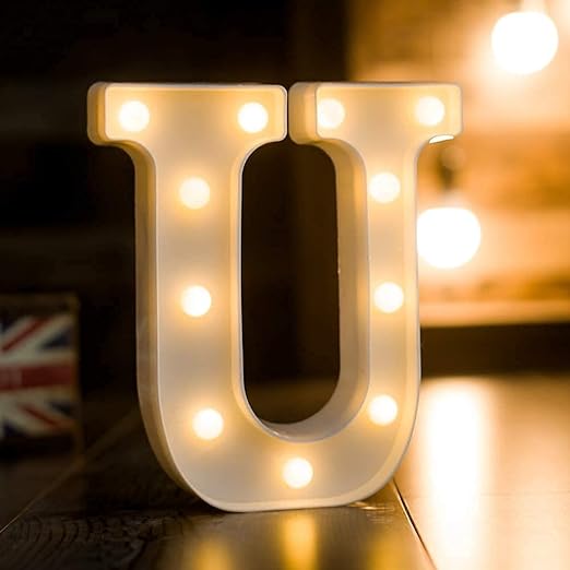 Marquee Alphabet Shaped Led Light Letters for Wedding | Birthday | Party | Christmas | Home | Bar | Decoration | Color : Warm White (U)