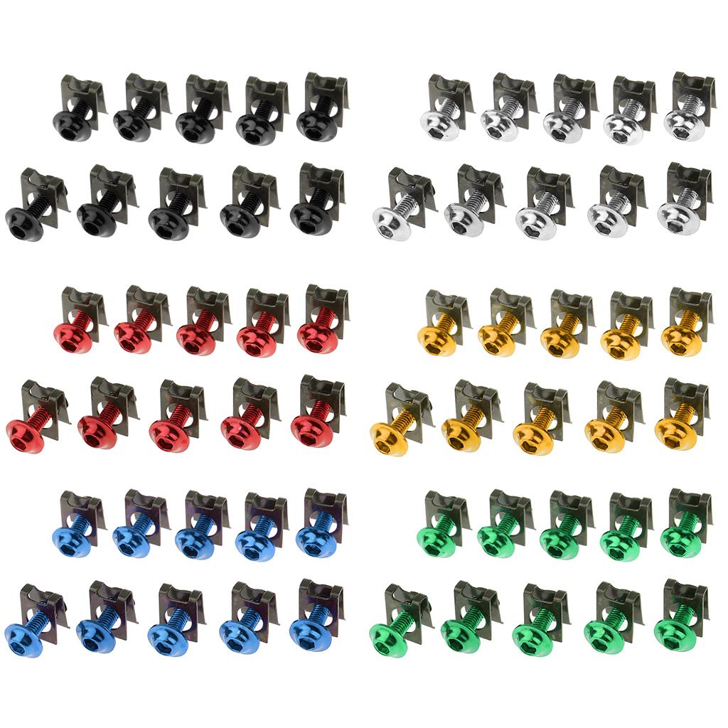 10 Piece Motorbike M6/6mm Body Fairing Bolts Fastener Clips for Honda Silver
