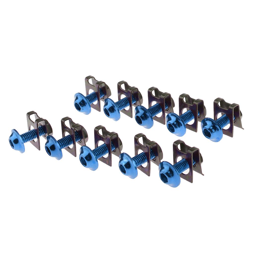 10 Piece Motorbike M6/6mm Body Fairing Bolts Fastener Clips for Honda Blue