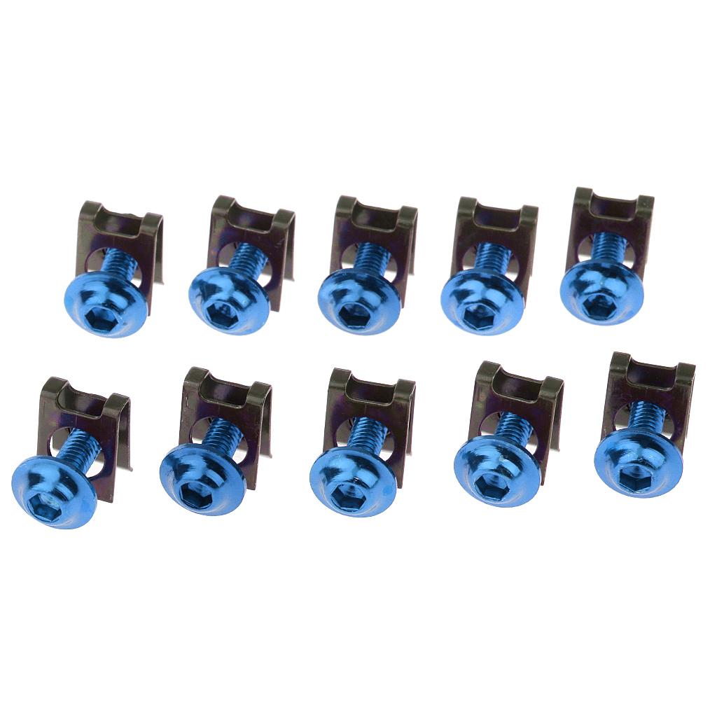 10 Piece Motorbike M6/6mm Body Fairing Bolts Fastener Clips for Honda Blue