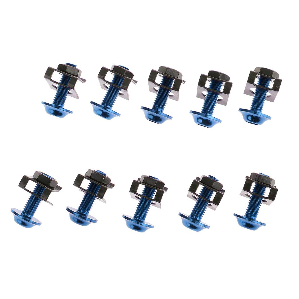 10 Piece Motorbike M6/6mm Body Fairing Bolts Fastener Clips for Honda Blue