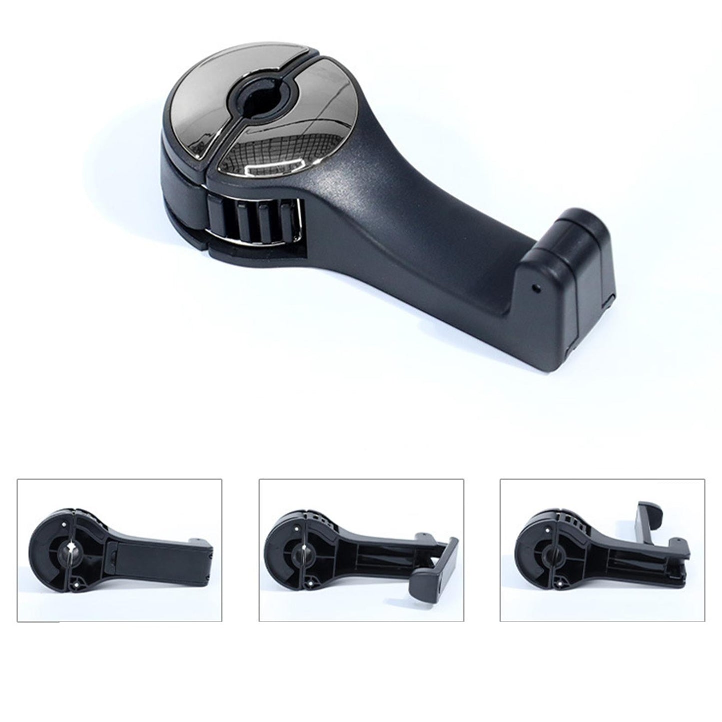 2 in 1 Car Headrest Hidden Hook with Phone Holder for Purse Vehicle Silver