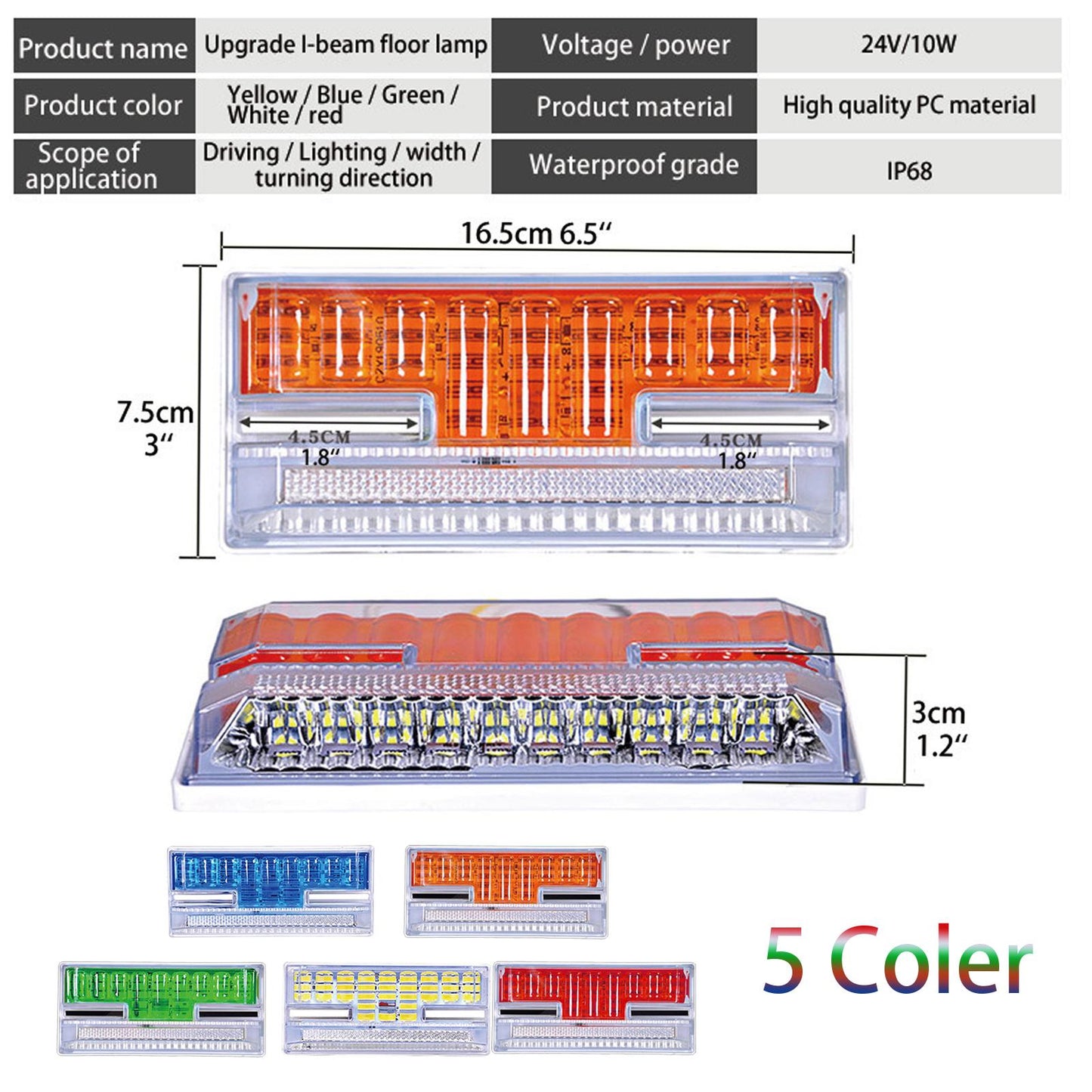 24V LED Side Marker Lights Car External Lights for Boat SUV Lorry green