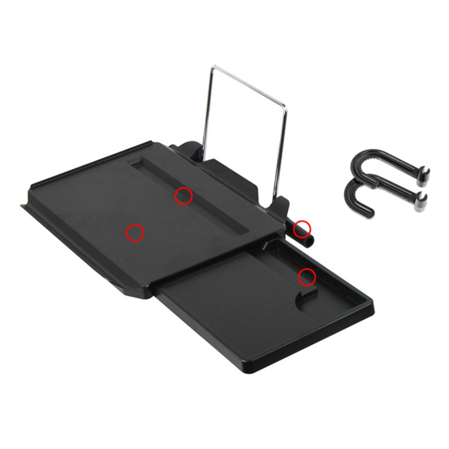 2 in 1 Car Steering Wheel Tray Stand Travel Desk Drink Writing with 2 Hooks