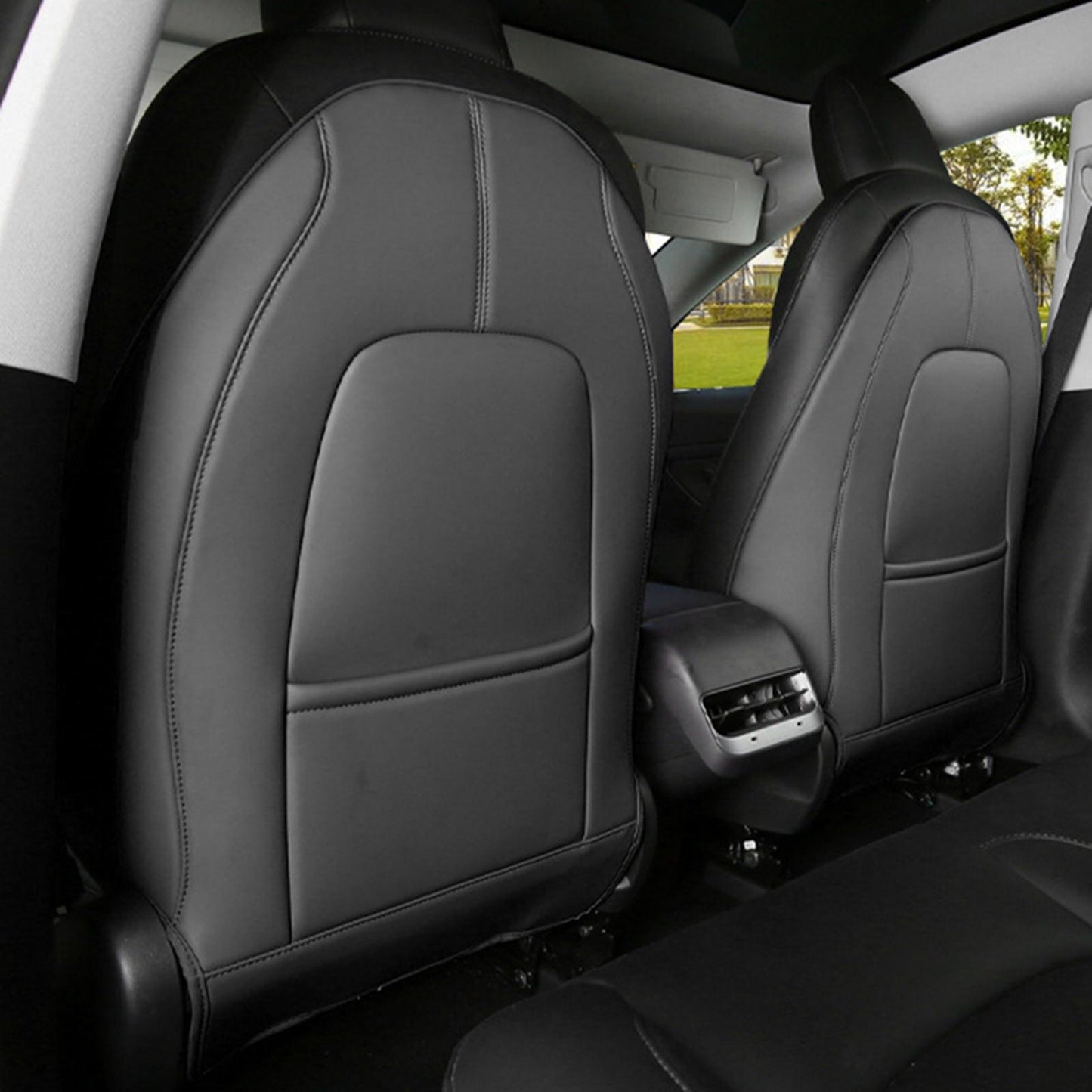 2 Count Backseat Protection Mat Kick Guard for Tesla Model 3 Model Y Black