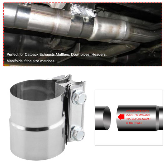 2 Butt Joint Exhaust Clamp Muffler Hardware Exhaust Pipes Tips Downpipe"