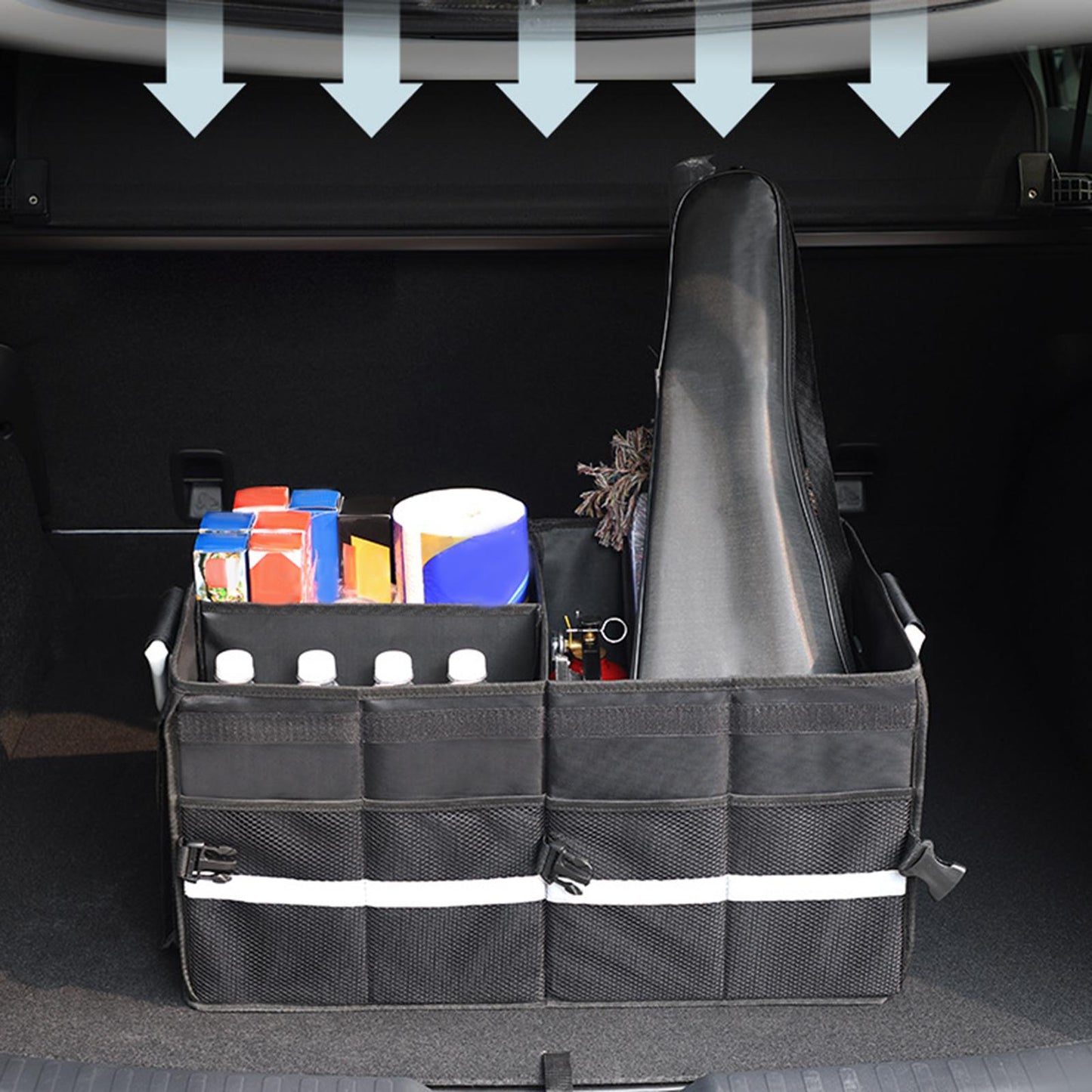 28L Oxford Fabric Collapsible Car Cargo Storage Organizer Black