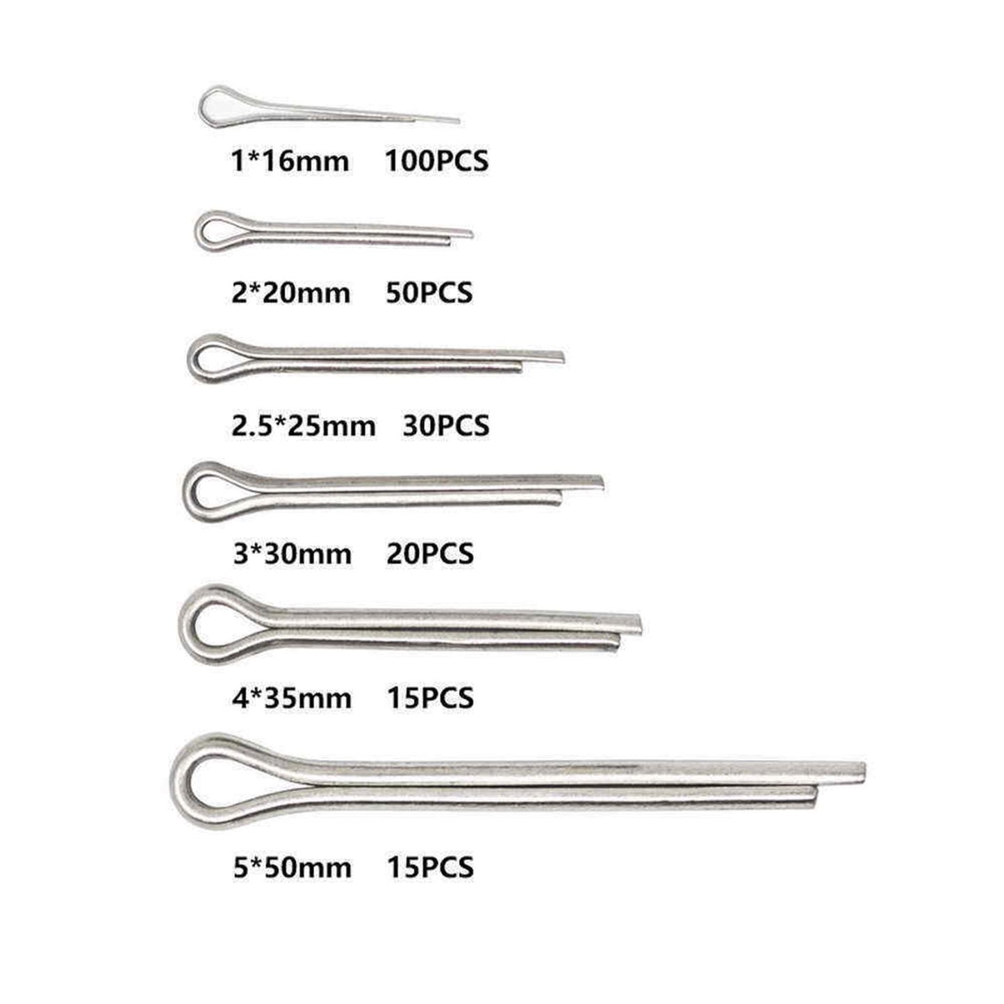 230x Split Pins Cotter Pins Holds Pins or Castle Nuts in Place