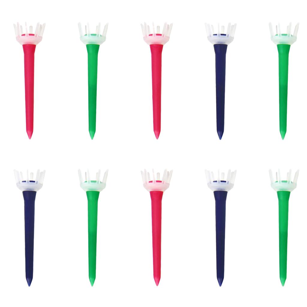 10pcs Premium PE Plastic Golf Tees Crown Claw Tee Replacement Assorted 60mm