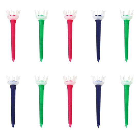 10pcs Premium PE Plastic Golf Tees Crown Claw Tee Replacement Assorted 60mm