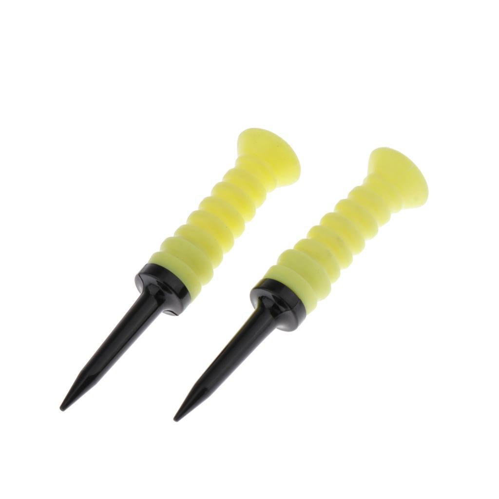 2 Pack Soft Plastic Golf Ball Tees Limit Resistance Elastic Ball Nail Yellow
