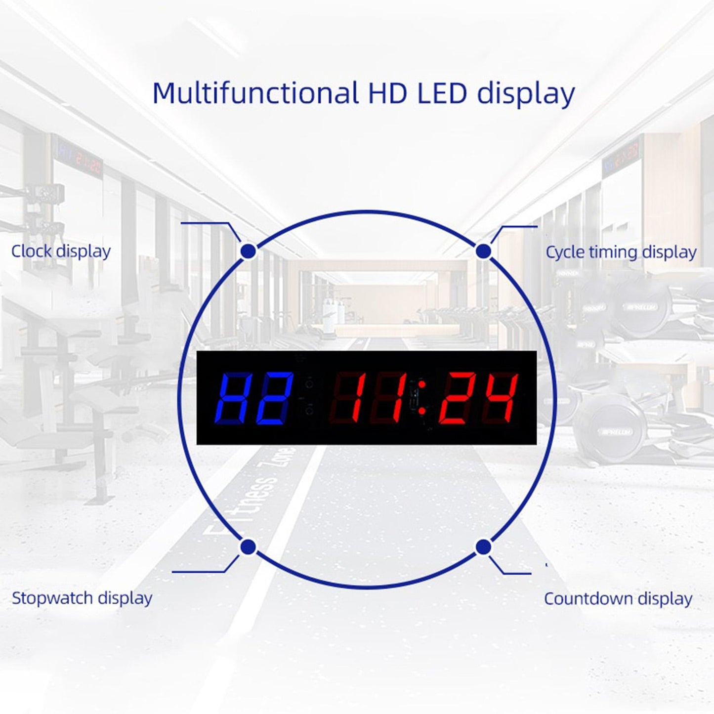 1.5'' LED Interval Timer Gym Timer Stopwatch Home Fitness Workout Clock