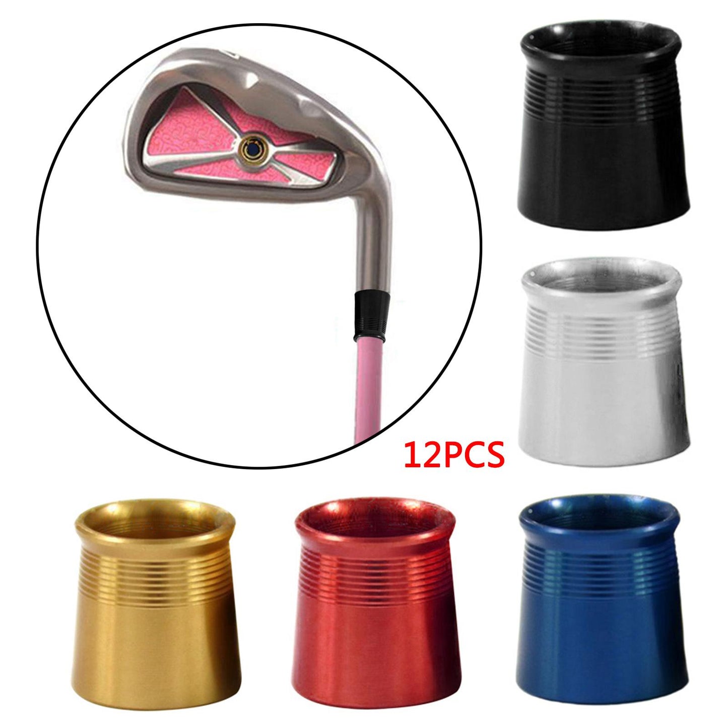 12 Pieces Golf Iron Ferrules for Taper Tip Iron Wedge Protector Guards Black