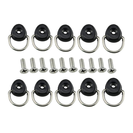 10x Kayak D Rings Safety Deck Fitting Tie Down Loop Elastic Rope Pull Buckle