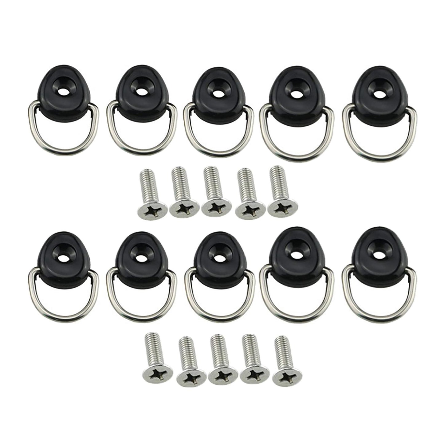 10x Kayak D Rings Safety Deck Fitting Tie Down Loop Elastic Rope Pull Buckle