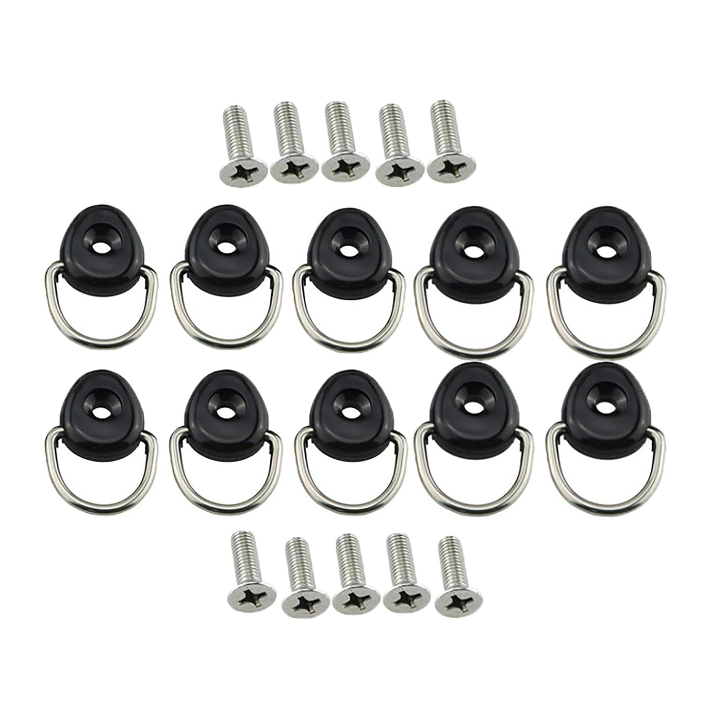 10x Kayak D Rings Safety Deck Fitting Tie Down Loop Elastic Rope Pull Buckle