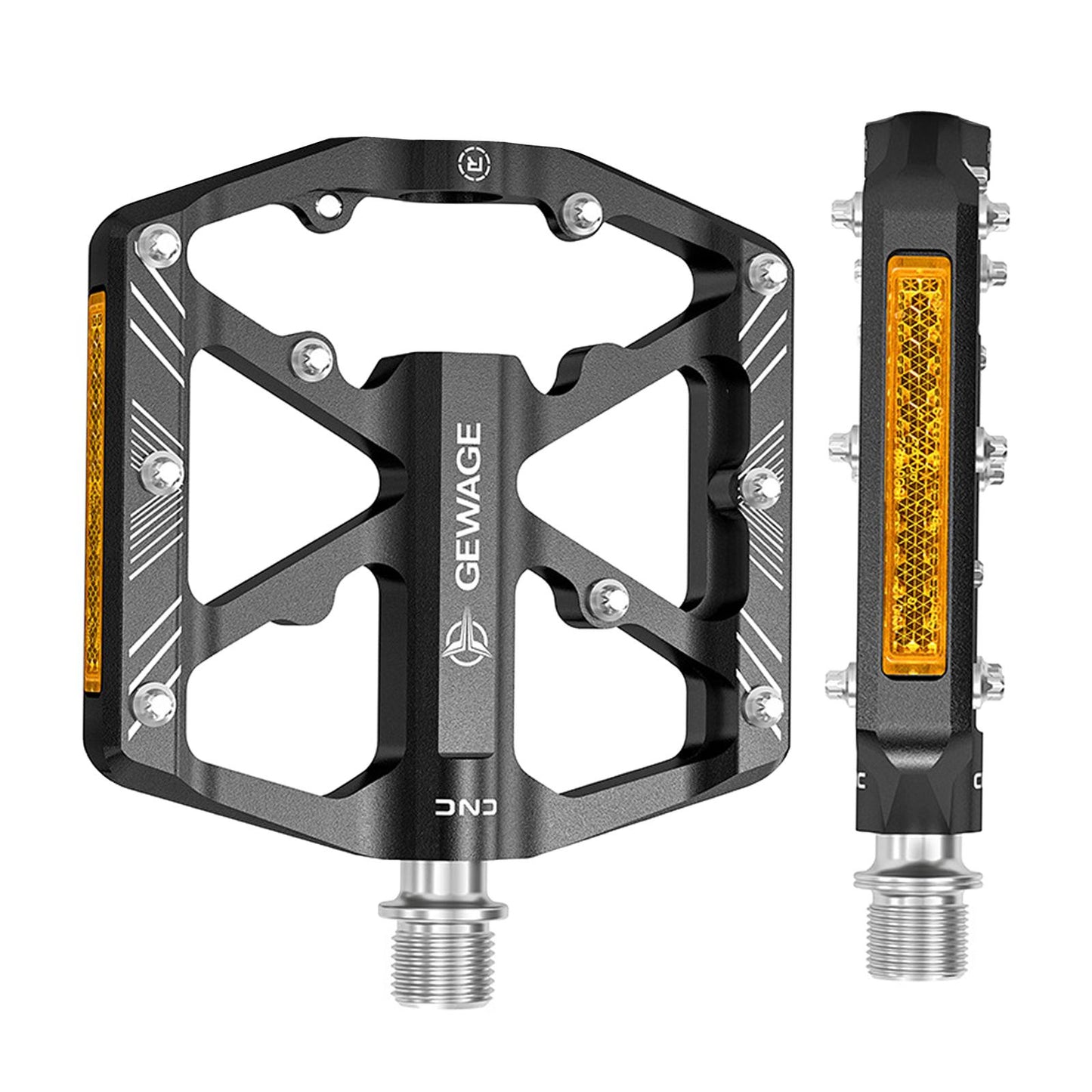2Pc Mountain Bike Pedals Reflective Road MTB Bicycle Platform Black