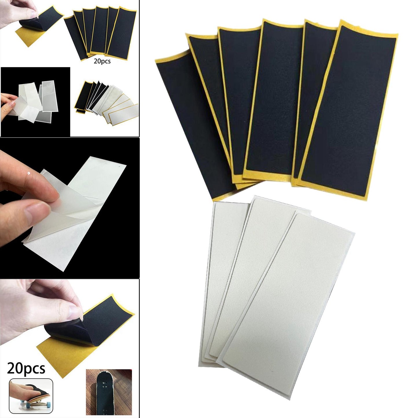20x Fingerboard Tape Non Slip Comfortable Mini Skateboard Supplies Black