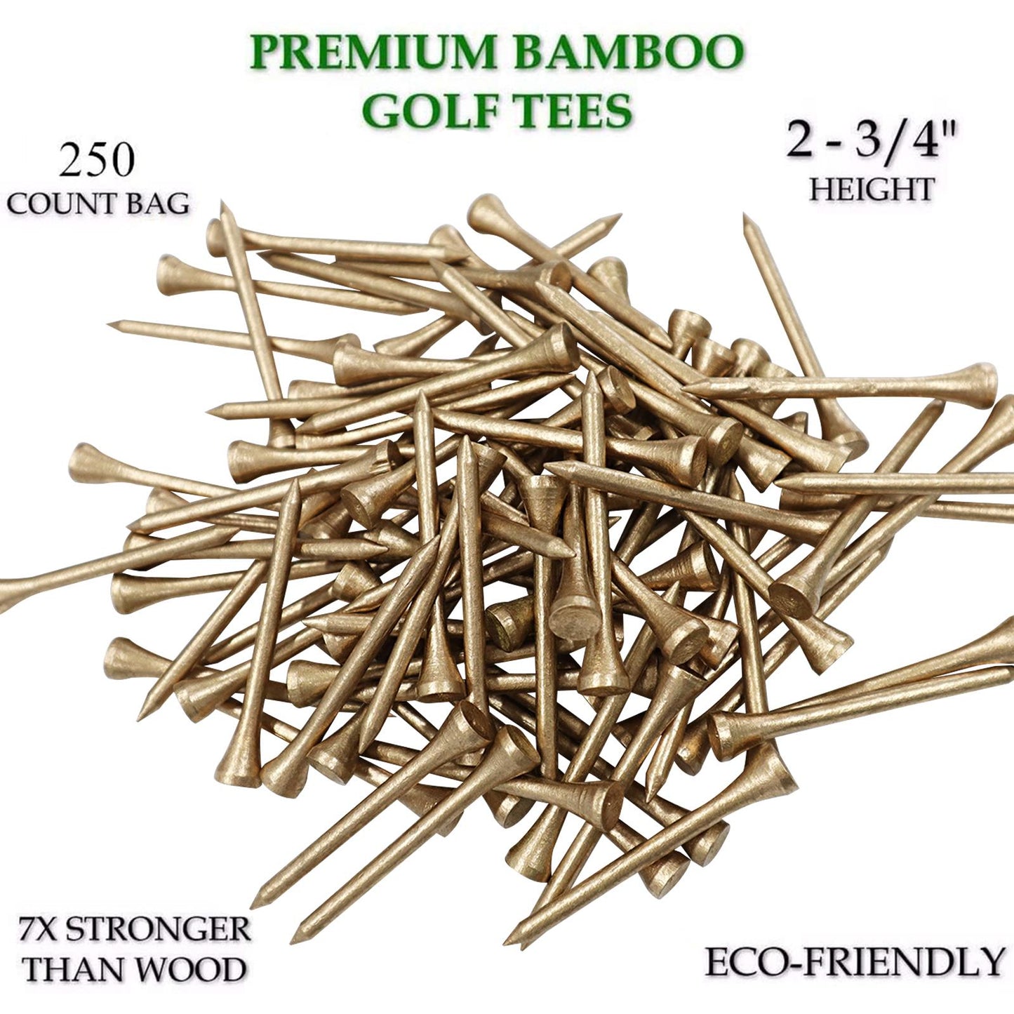 100Pcs Bamboo Golf Tees Biodegradable Stable Ball Stand Outdoor Exercise 70mm