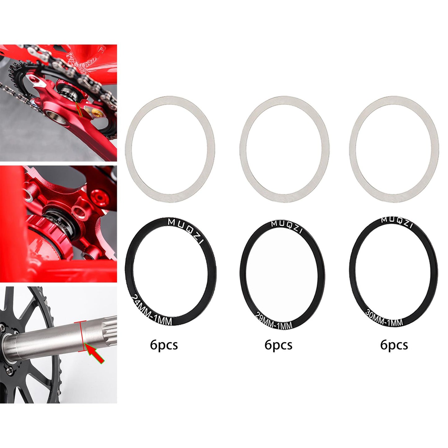 24/29/30mm 6Pack Bike Bicycle Bottom Bracket Set for BB86 91 92 PF30 BB30 24mm