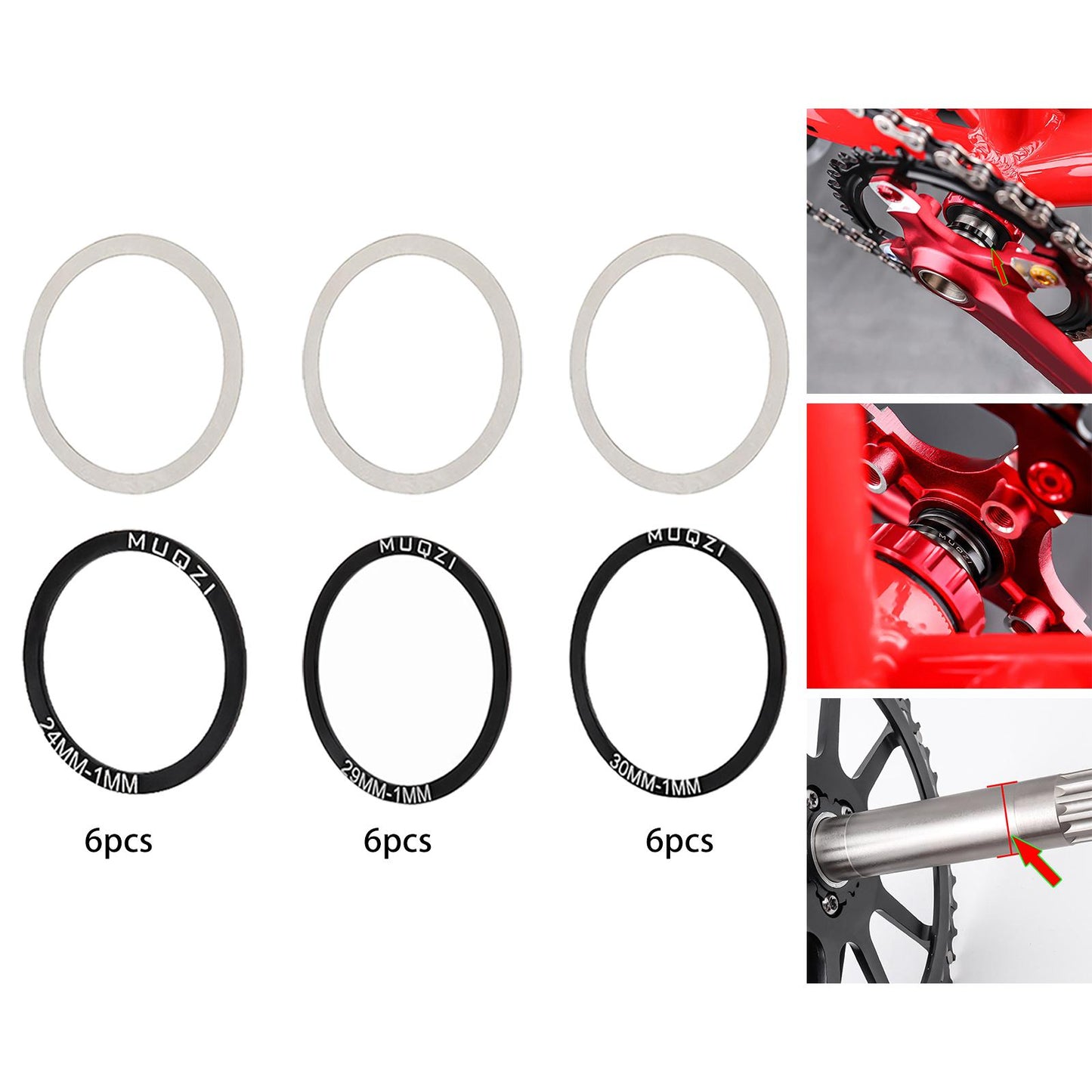 24/29/30mm 6Pack Bike Bicycle Bottom Bracket Set for BB86 91 92 PF30 BB30 24mm