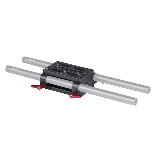 WARAXE 2638 Tripod Mounting Plate with 15mm Rod Clamp Rail Block for Rod Support / DSLR Rig Cage (Black)