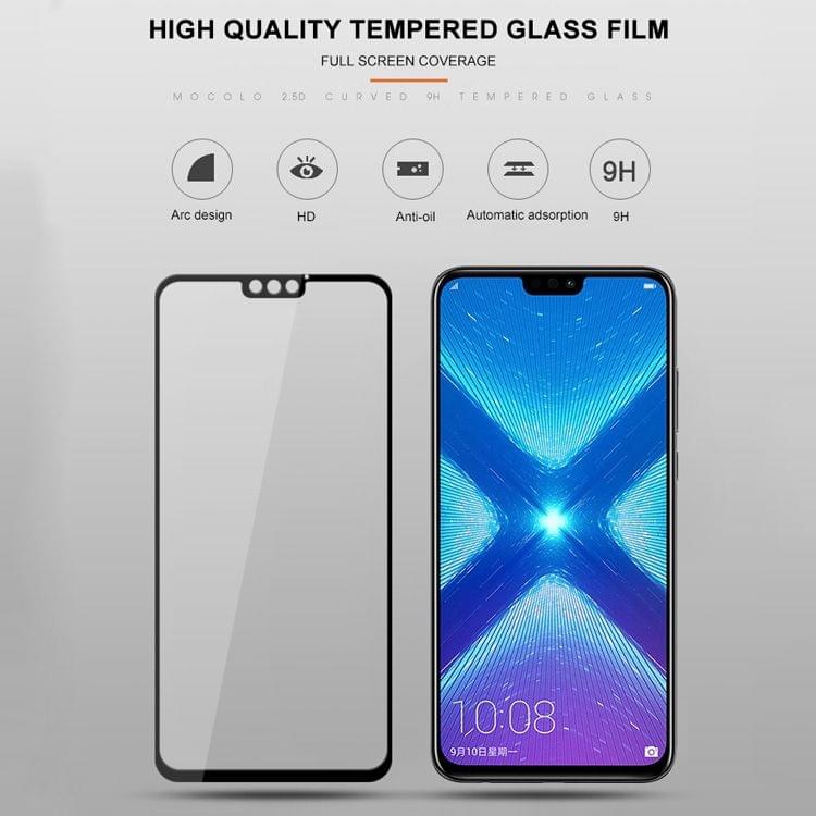 Buy mocolo 0.33mm 9H 2.5D Silk Print Tempered Glass Film for Huawei Honor 8X (Black)