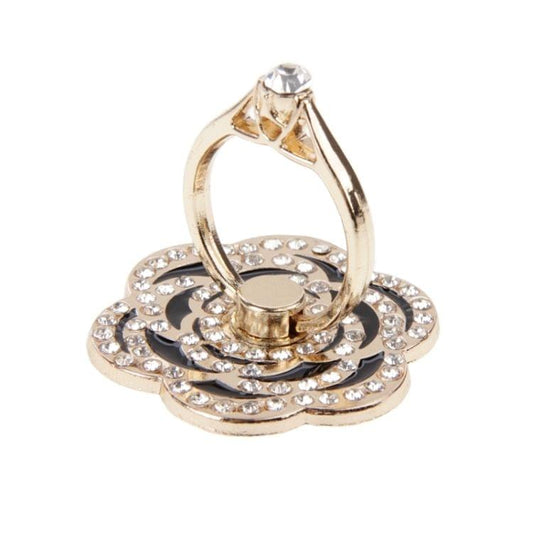 Universal Rotatable Diamond Encrusted Gold Metal Ring Holder / Car Hanging Ring