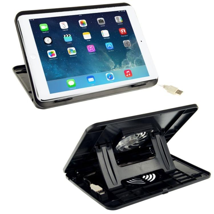 2 in 1 (Powerful USB Cooler Pad + Adjustable Holder) for iPad, 7 inch Laptop(Black)