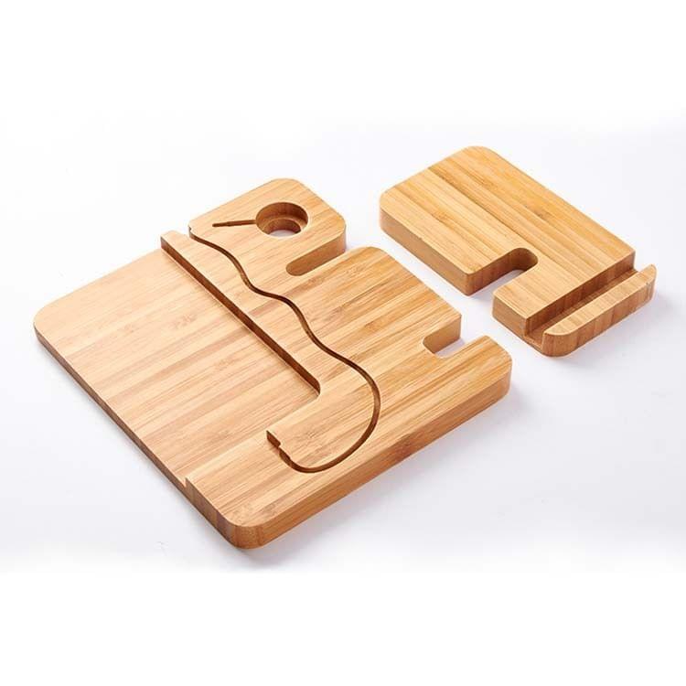 Multifunctional Creative Wooden Mobile Phone Bracket Holder for Smart Phones / Apple Watch