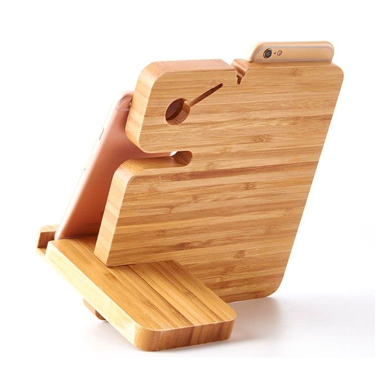 Multifunctional Creative Wooden Mobile Phone Bracket Holder for Smart Phones / Apple Watch
