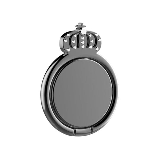 lenuo 360 Degrees Rotation Metal Imperial Crown Shape Phone Ring Holder with Magnetic Function (Black)