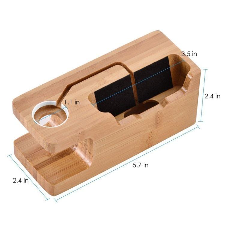 Multi-function Carbonized Bamboo 3 USB Ports Charging Dock Holders Stand Cradle Bracket
